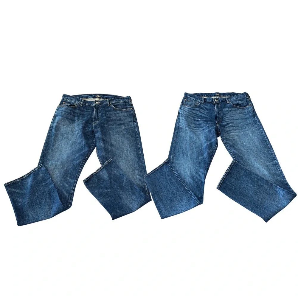 Lot of 2 Polo Ralph Lauren Jeans  Mens 38x34 Hampton Relaxed Straight Blue Denim